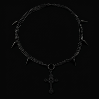 Excommunicated spiked cross choker on black