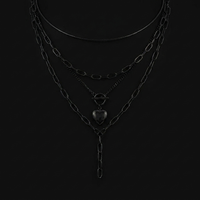 Three Stages Of Grief layered necklace set on black