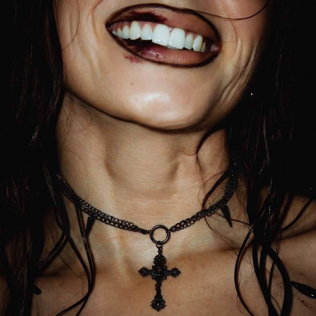 Excommunicated choker, bared teeth flash
