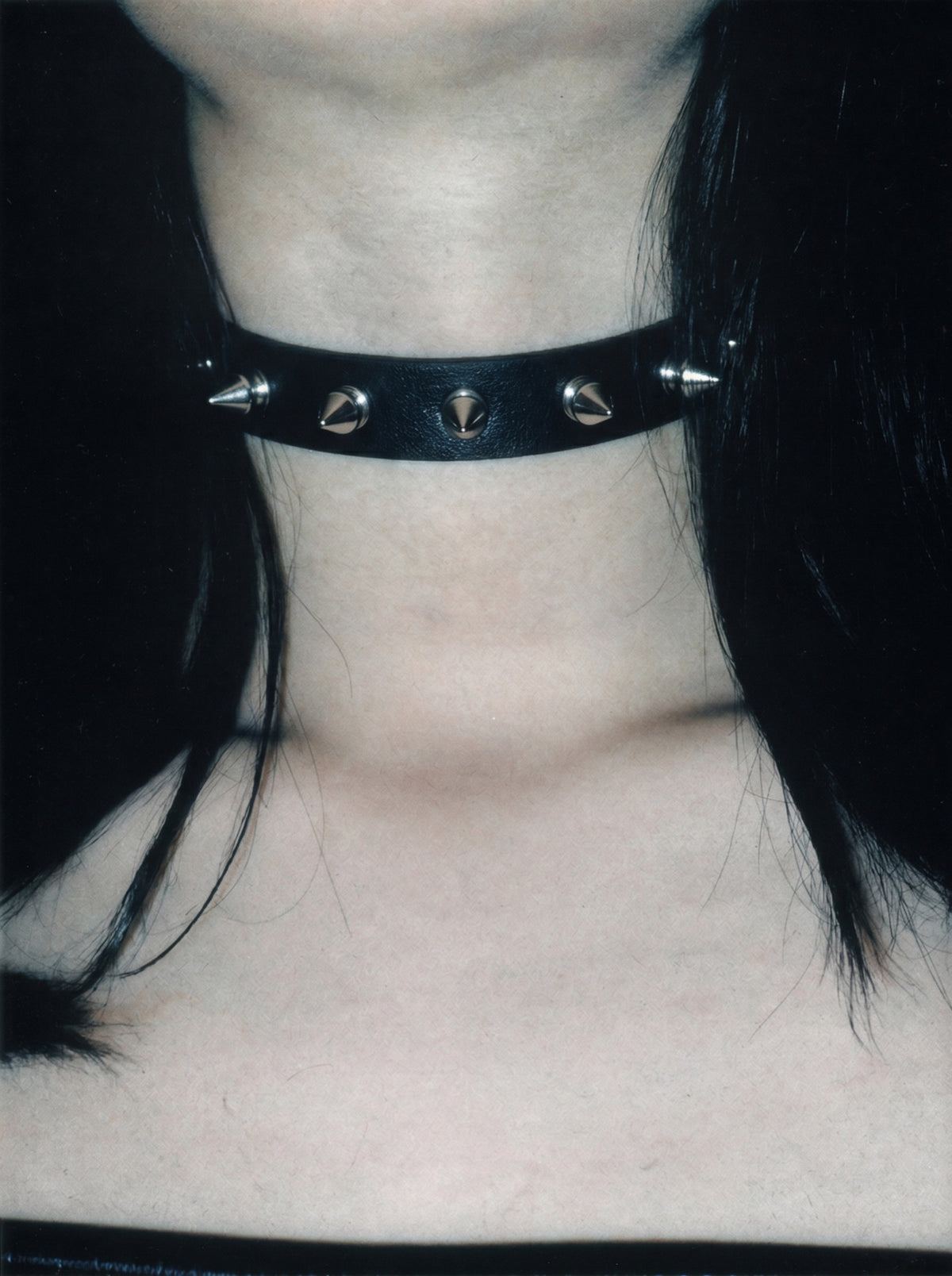 Model wearing the Guard Dog spiked leather collar, close-up